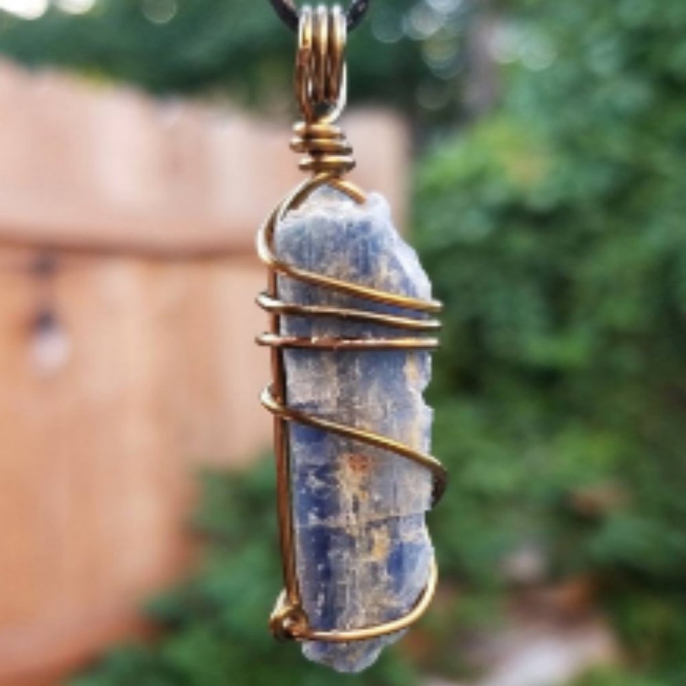 SOLD!! - Raw Blue Kyanite Hand Wrapped Necklace